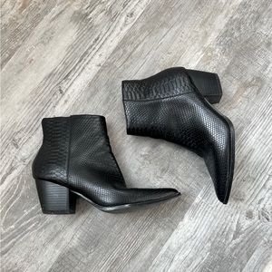 Lulus x Matisse snake print ankle booties (black)
